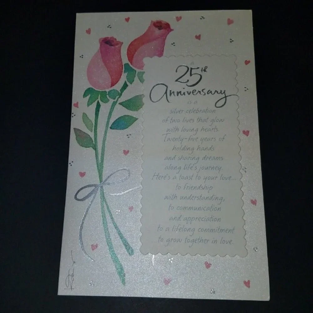 (2) 25th Anniversary Greeting Cards Lot Congratulations Silver Celebration